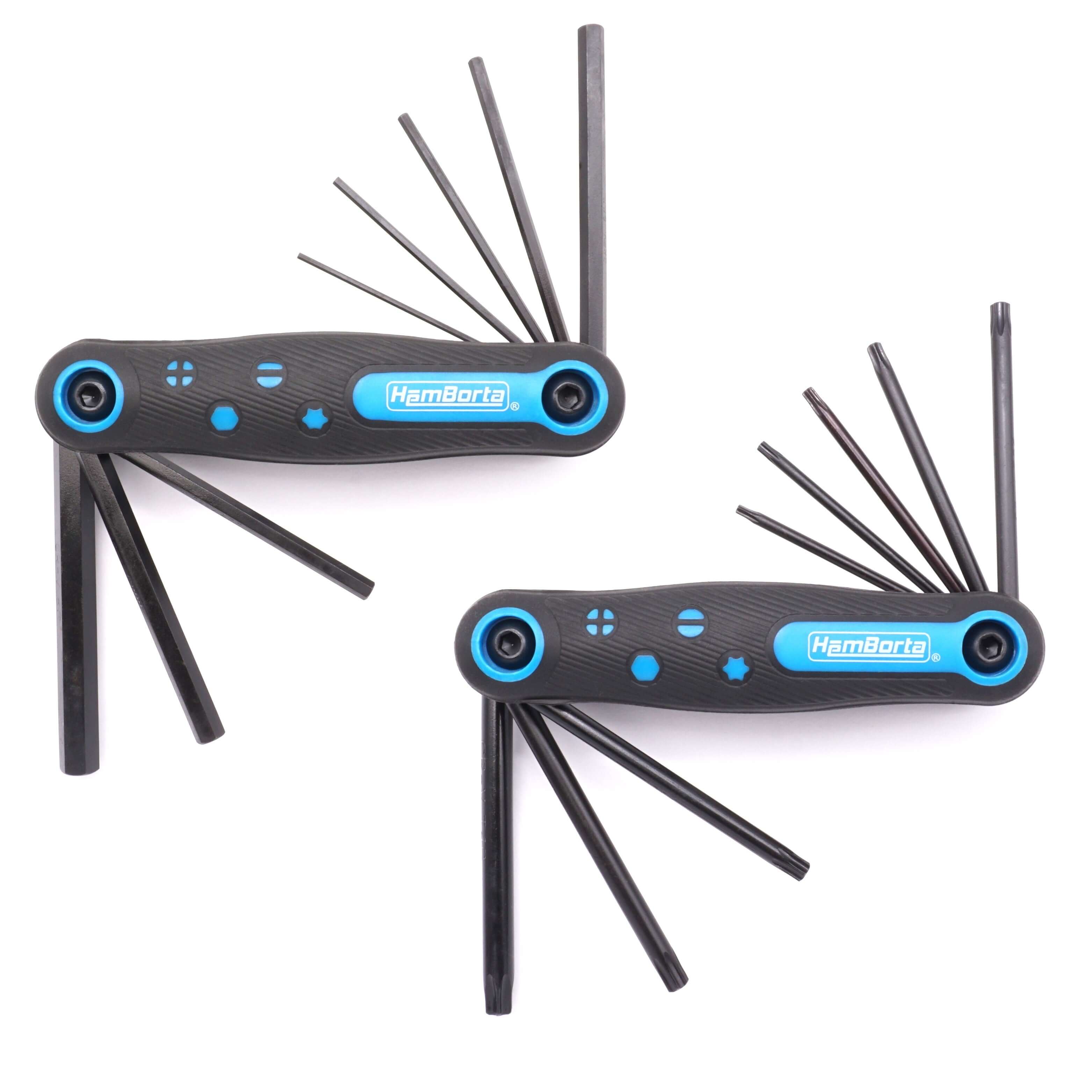 HemBorta 16pc Folding Allen Key and Torx Key Set, featuring durable CRV steel tools in compact design.