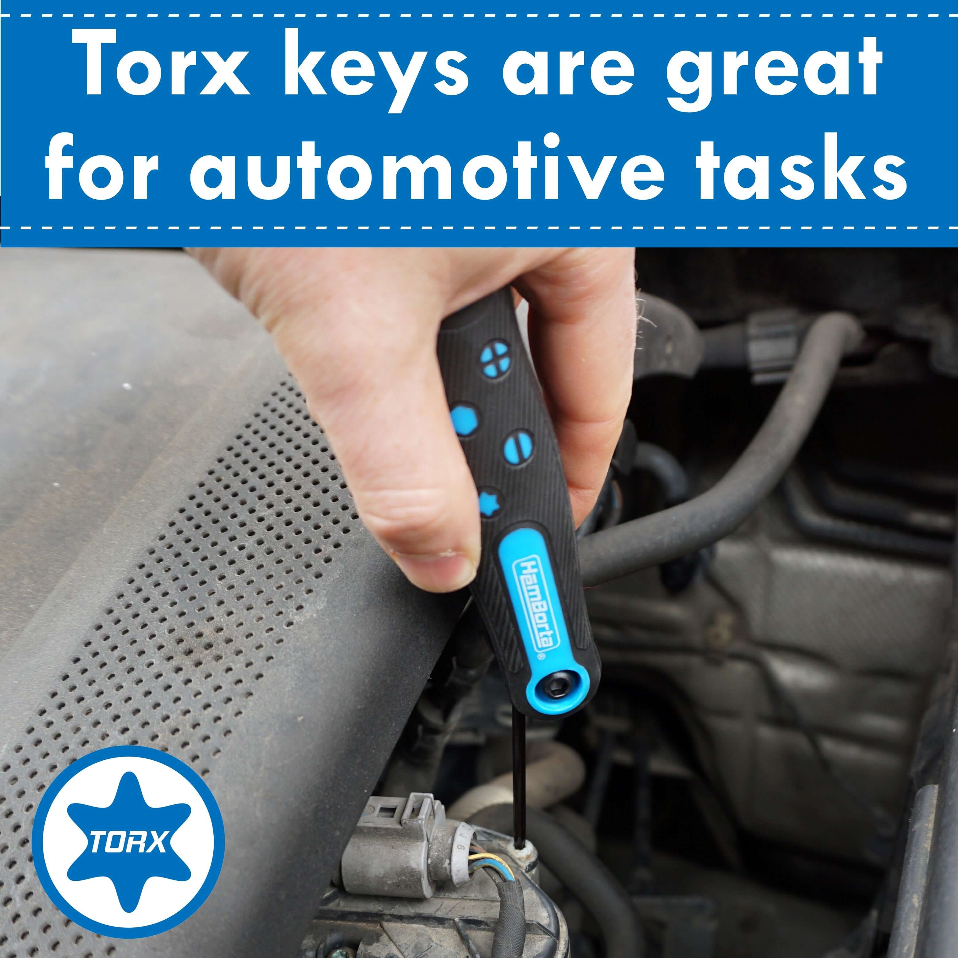 Person using a Torx key for automotive tasks, showcasing its efficiency and design.
